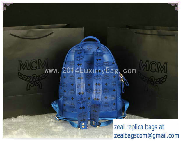 High Quality Replica MCM Stark Backpack Large in Calf Leather 8004 Blue - Click Image to Close